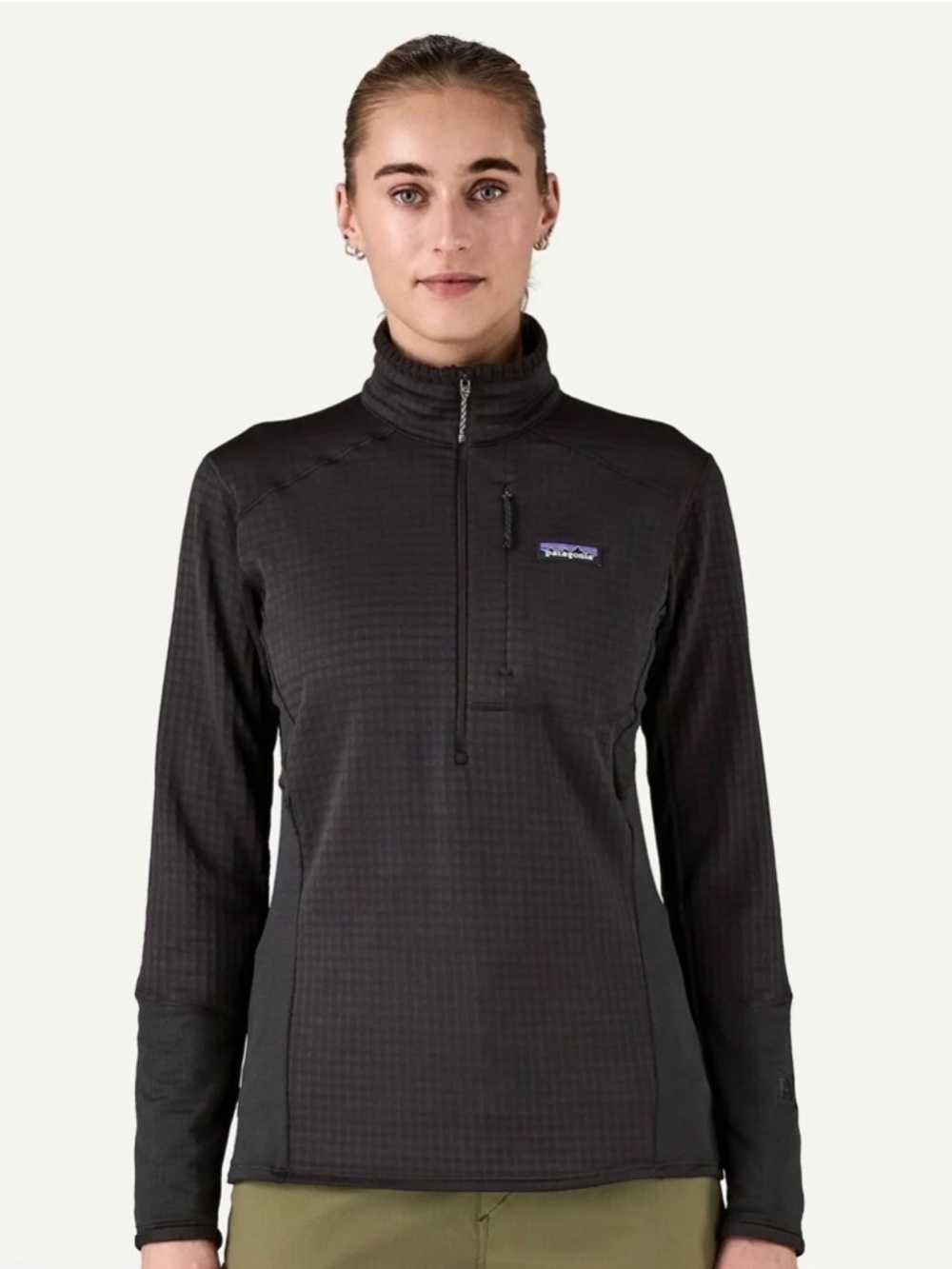 Patagonia R1 Fleece Midlayer Pullover Black Women's Size M CC